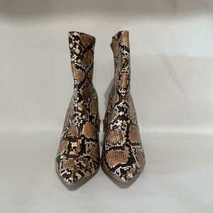 Animal Print Heeled Boots Snake Print